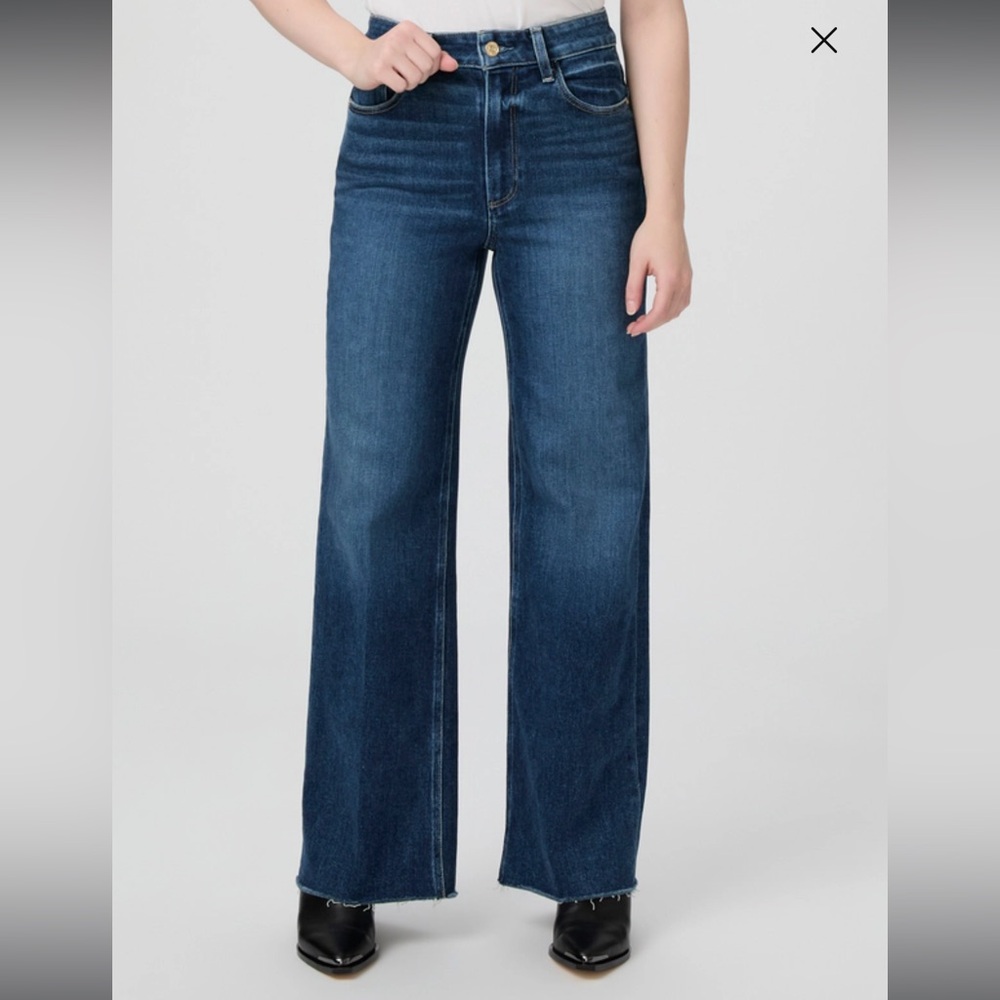 PAIGE Anessa Dark Wash Wide Leg Jeans